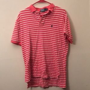 Red striped polo collar shirt